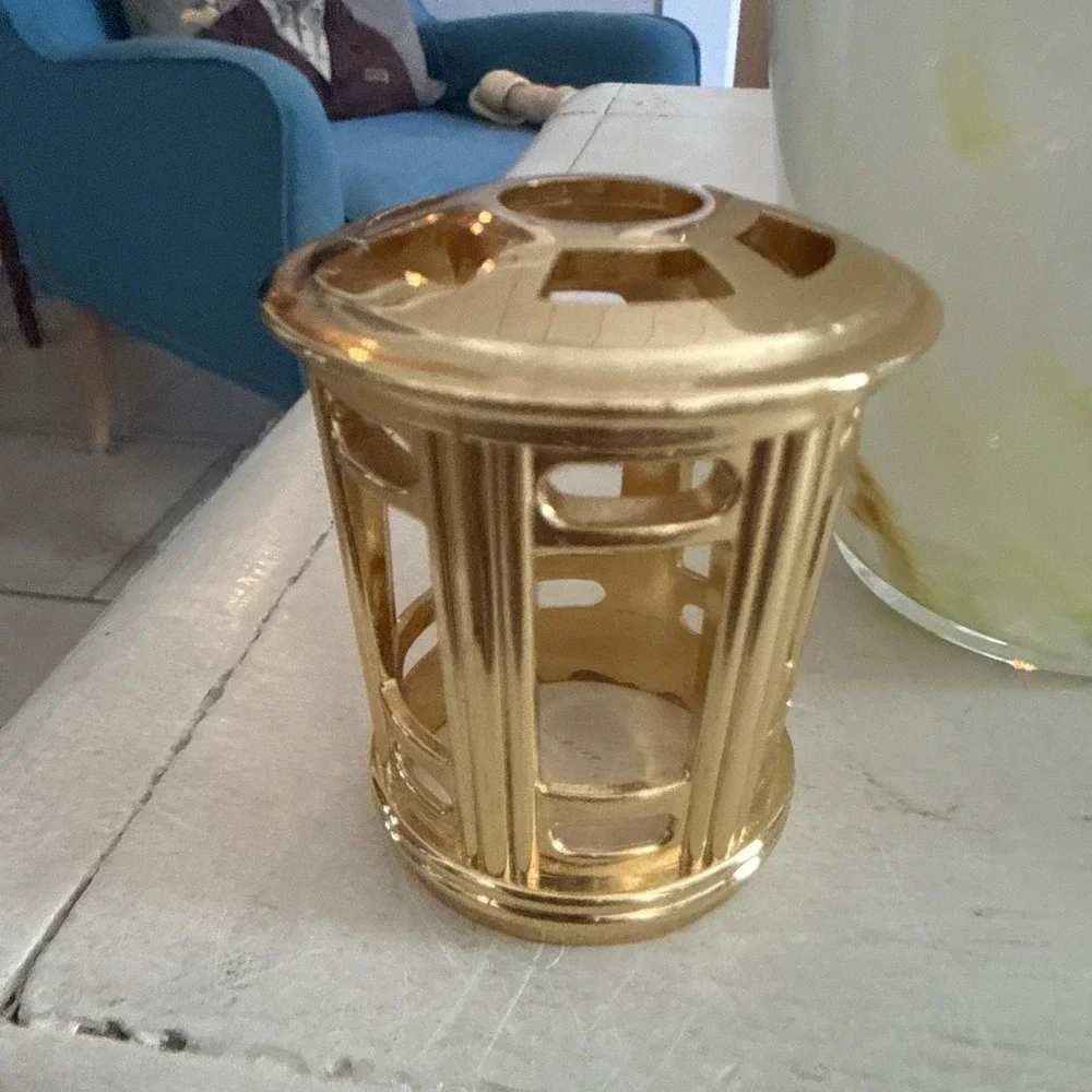 Scentier Oil Lamp Diffuser Floral Lemon Lime Swirl Gold Cap Crown 7 Inches